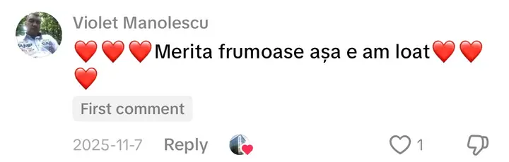 Comentariu pe TikTok: „Merita frumoase așa e am loat”